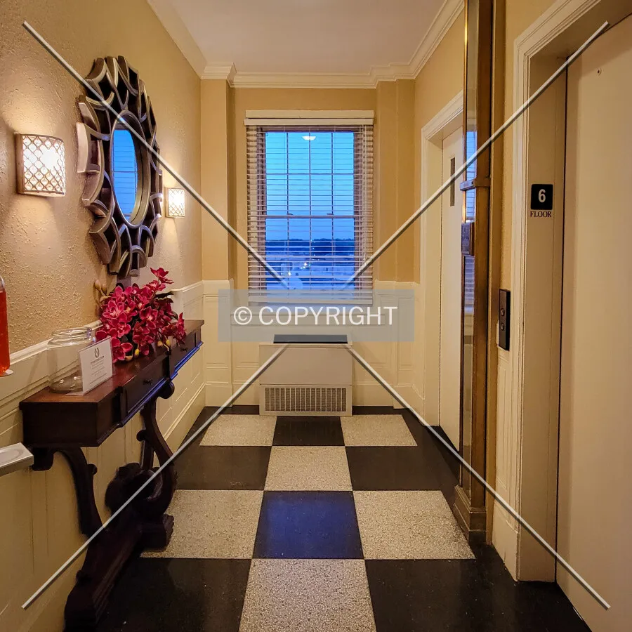 Sixth floor elevator lobby; June 7, 2022