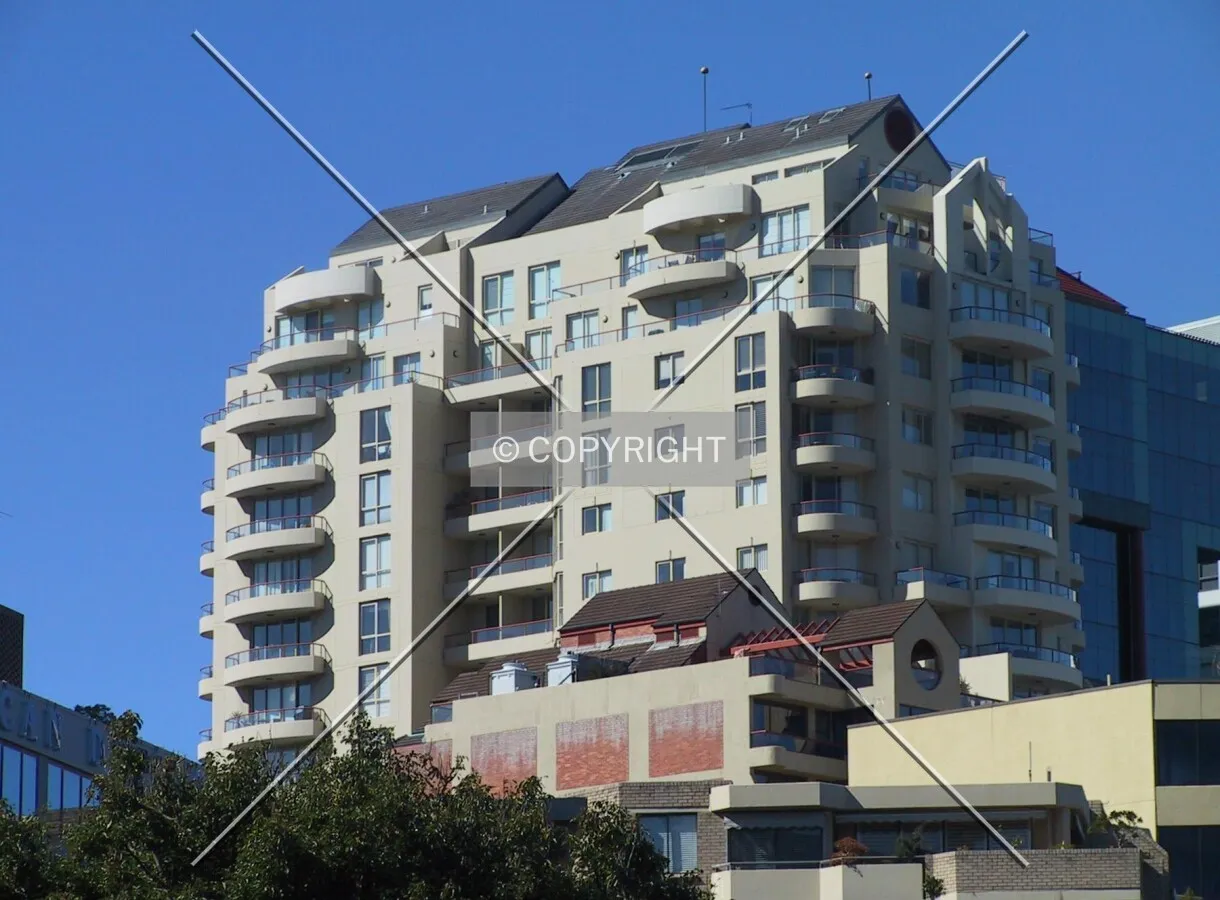 Top of the north facade viewed from Clark Park