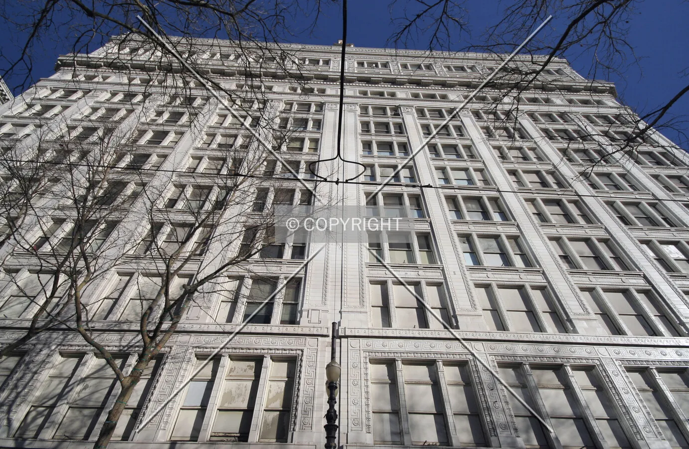 Looking up the southern facade
