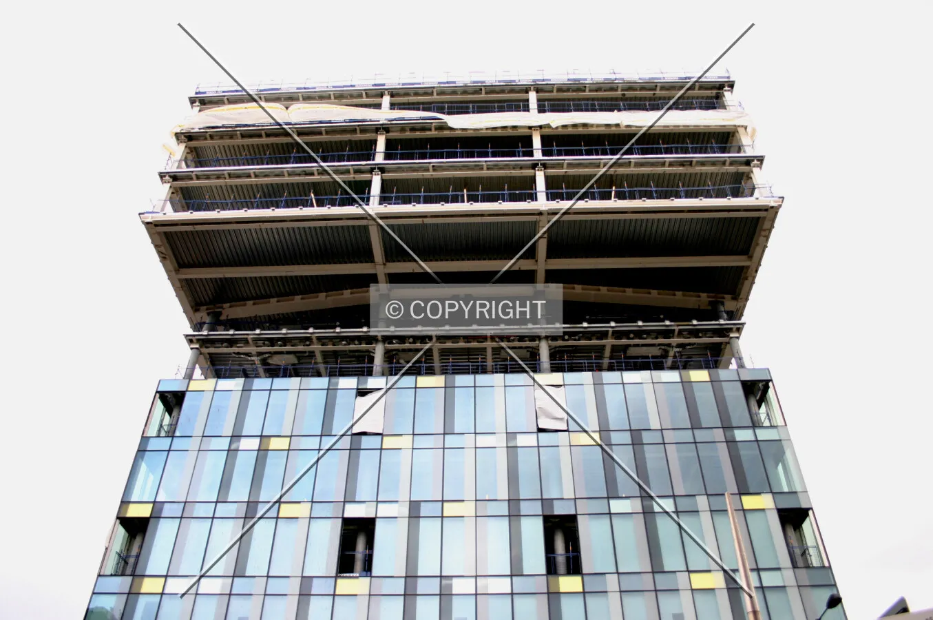 Looking up at the characteristic overhang from Blackfriars Road