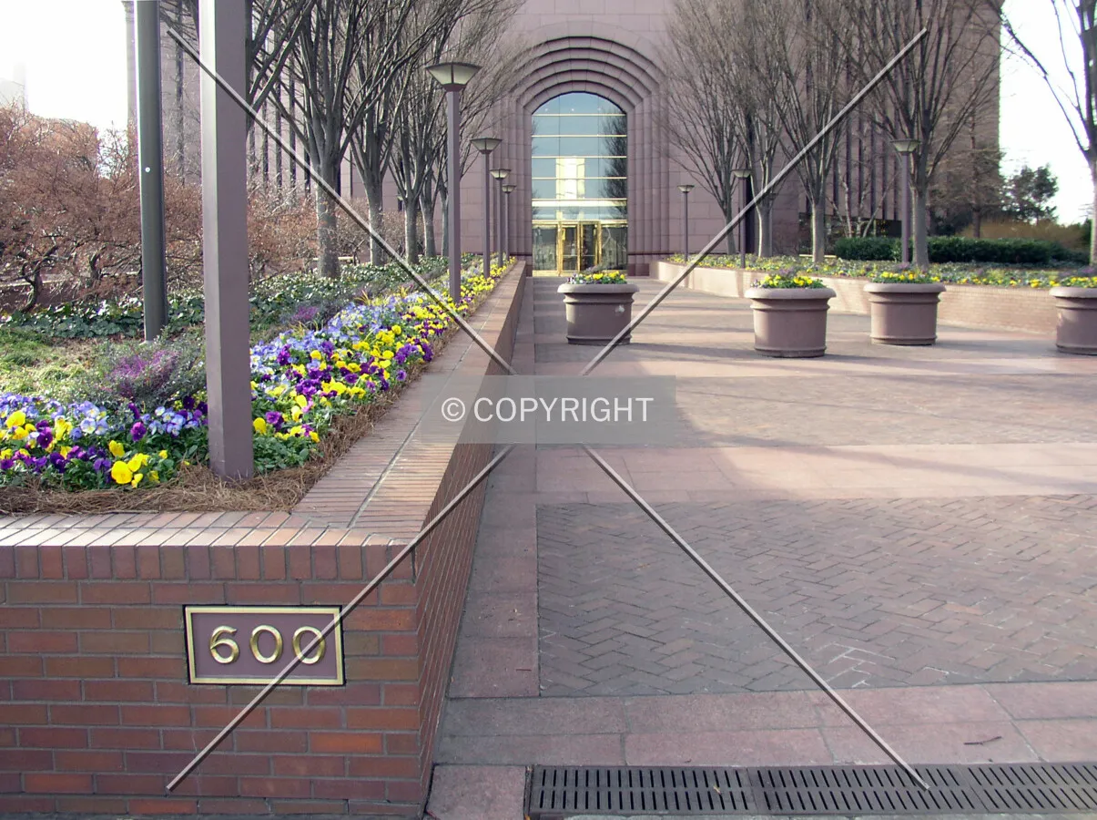 Address plate and plaza leading to the Peachtree Street entrance