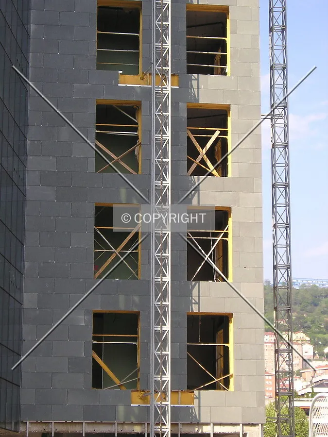 Close view of side facade