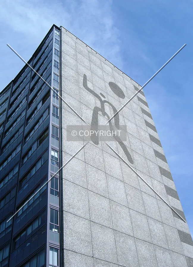 Looking up south facade
