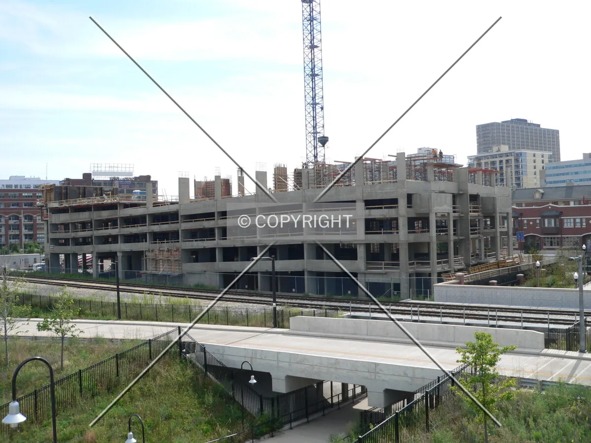 View to the southwest from the Metra bridge