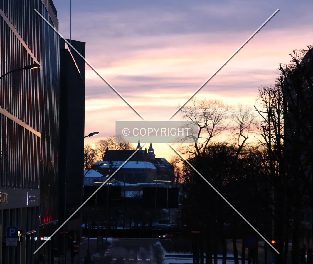 View from the northwest during sunrise