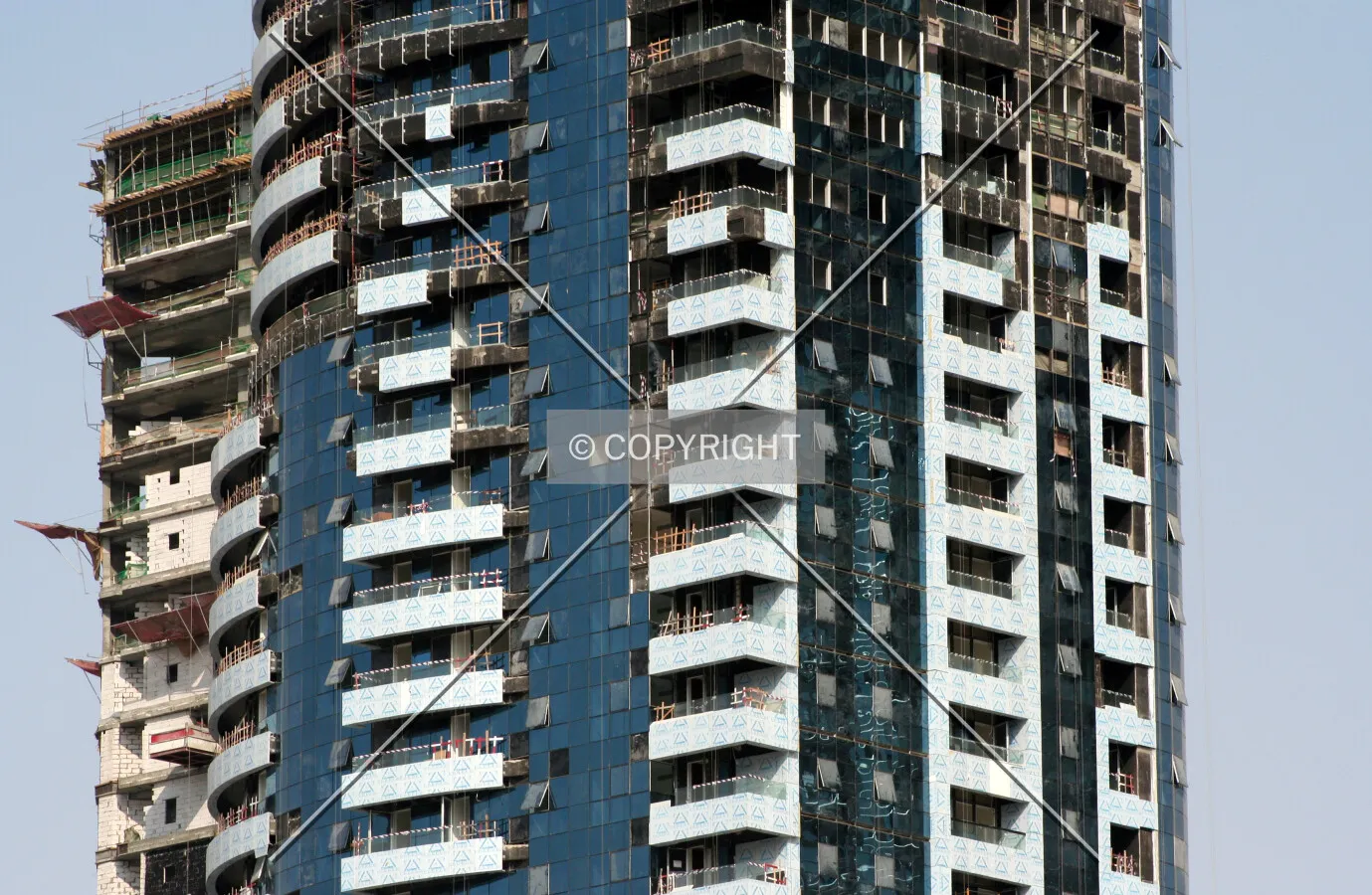 View of the facade progress