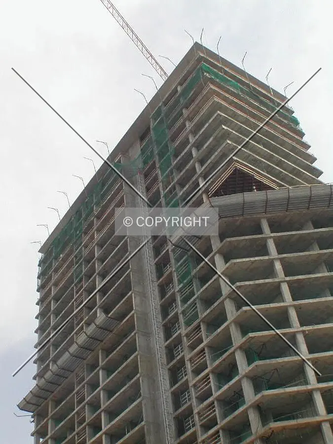 Looking up the building