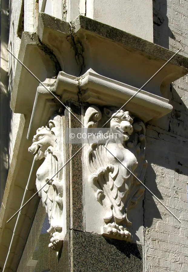 Elaborate facade detail on the southeast corner