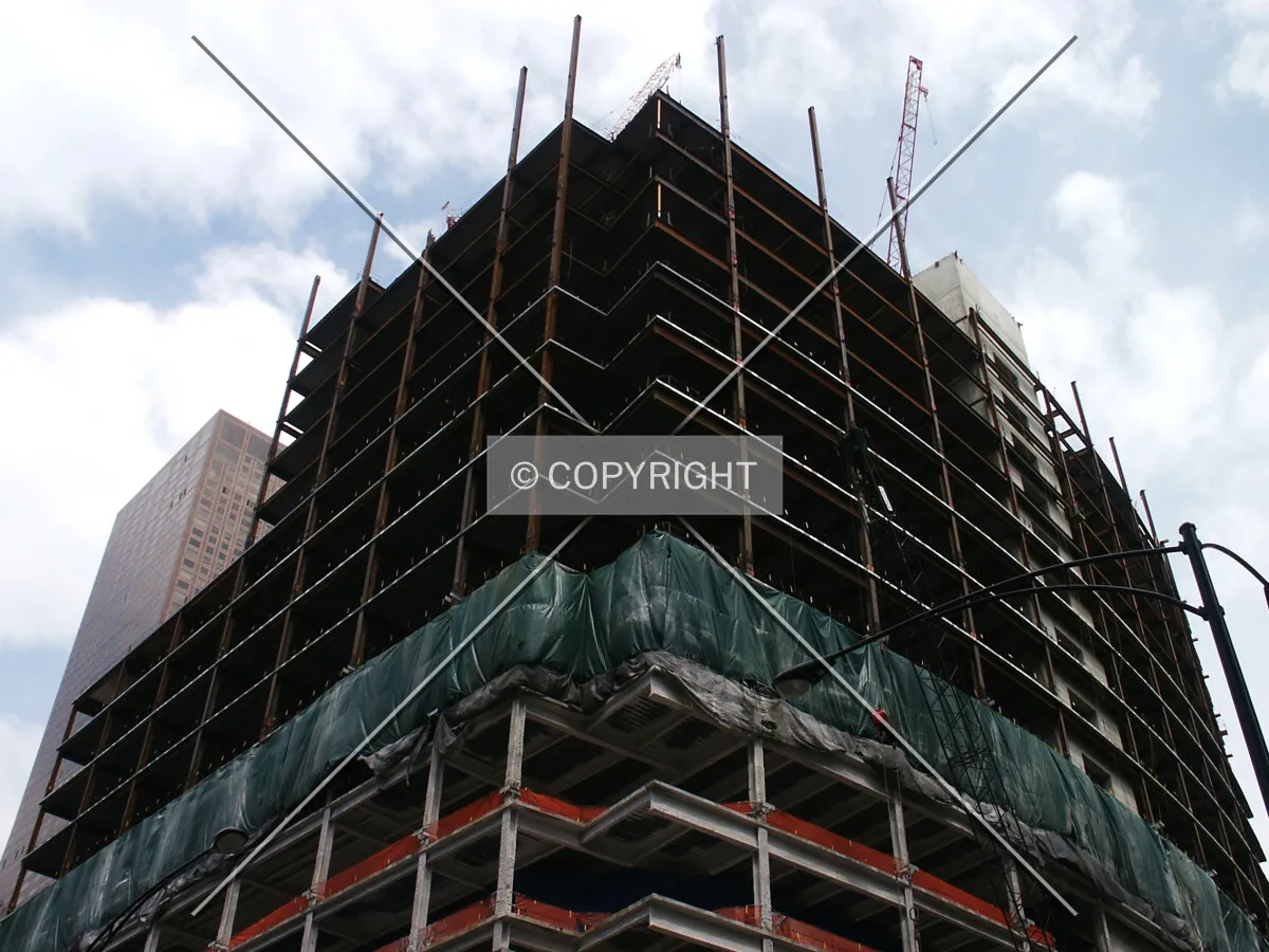 Looking up the southeast corner