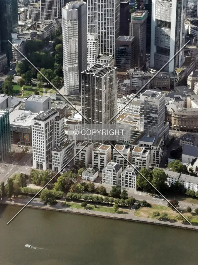 Flight with a helicopter over Frankfurt