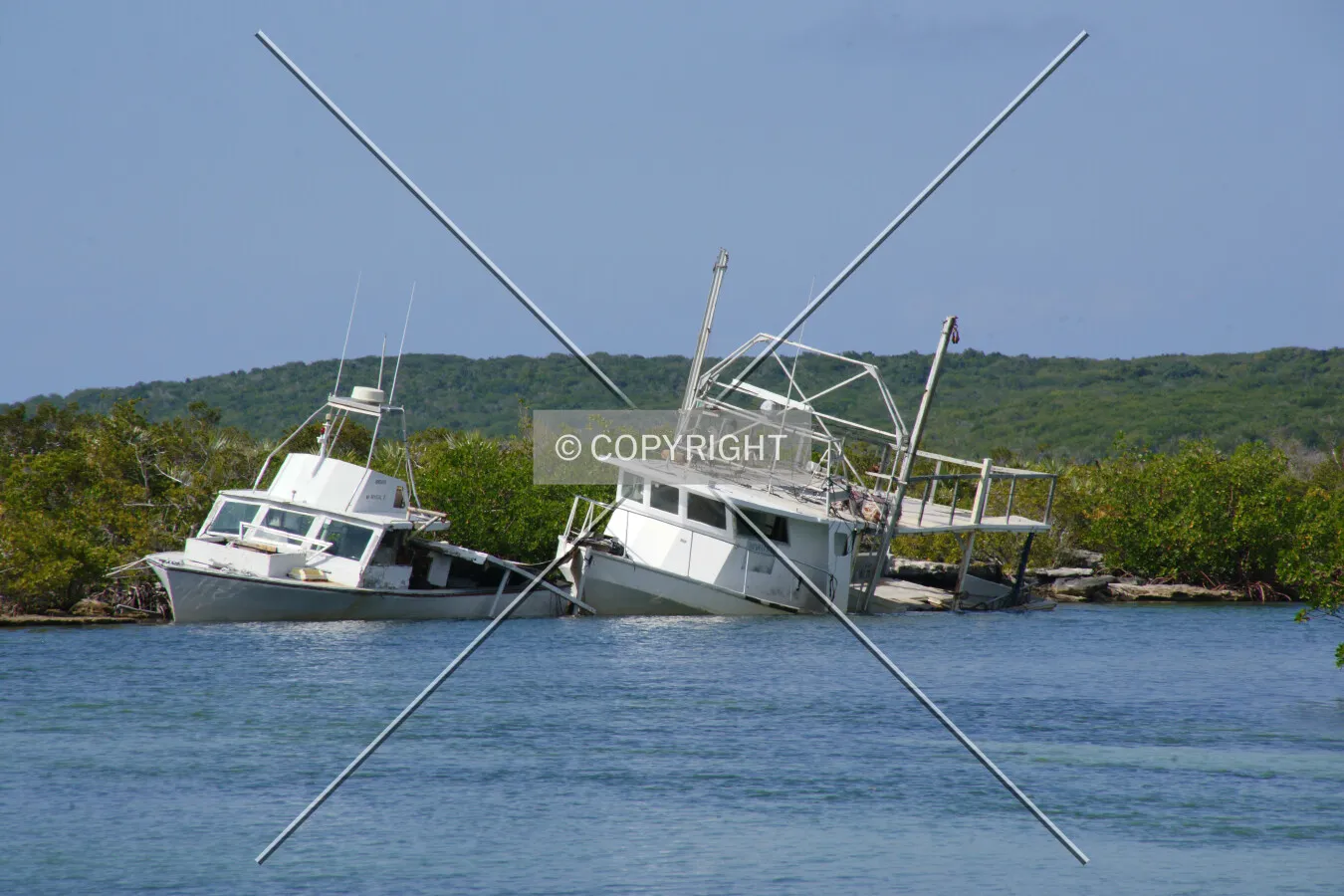 Two sunken boats