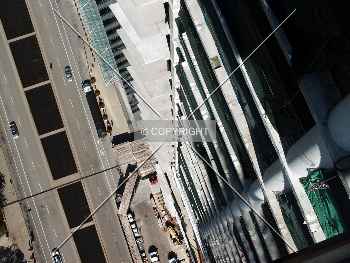 Looking down the west side of the south facade from the 48th floor level