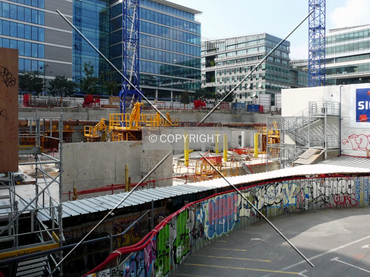 View from the east, basement under construction