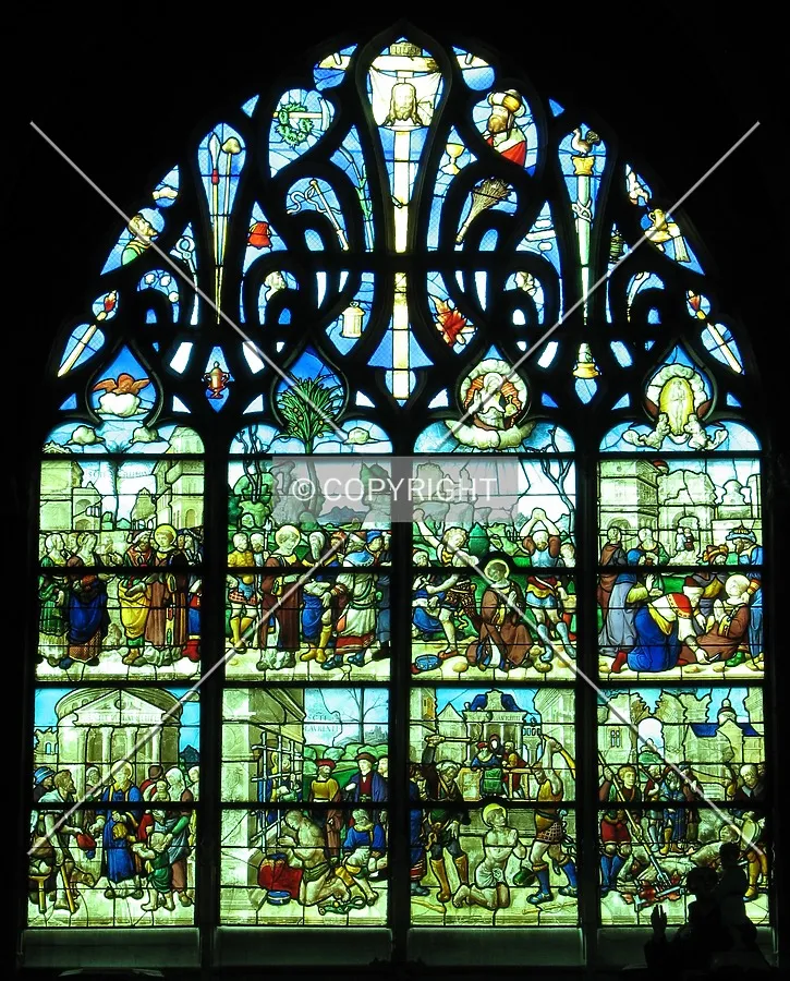 Stained glass window in the 'Chapel of the Good Death'
