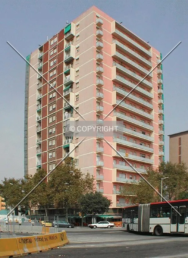 On the left the old building facade