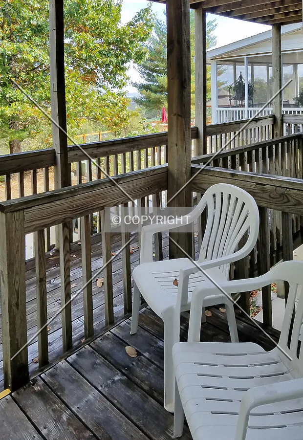 Rear porch and sitting area outside of room 9; October 20, 2016