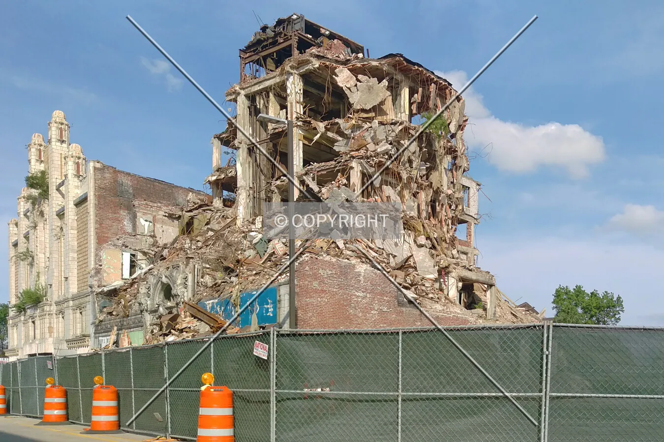 View from the northwest during demolition; May 25, 2015