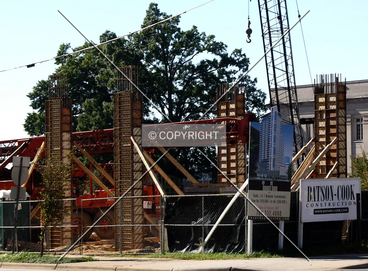 Looking southwest across Trade Street
