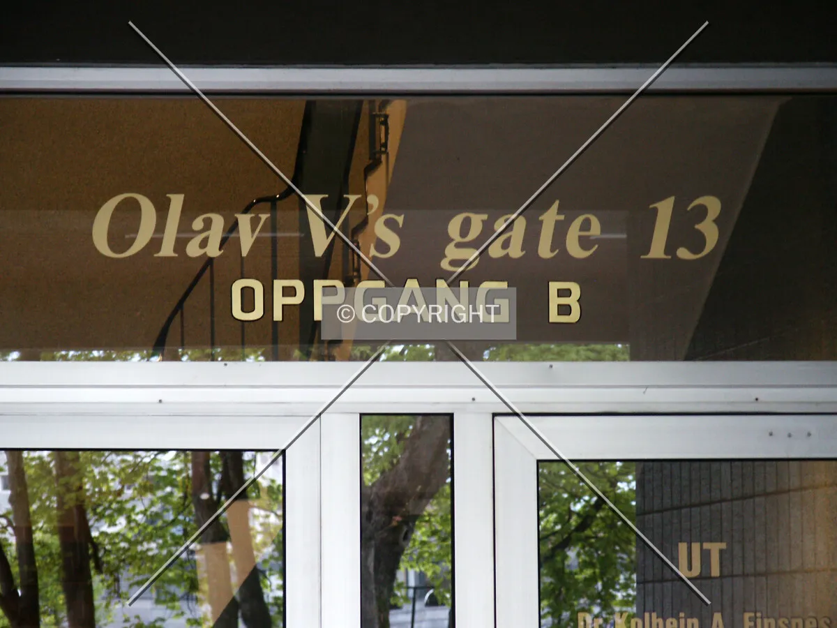 Building sign in the entrance transom