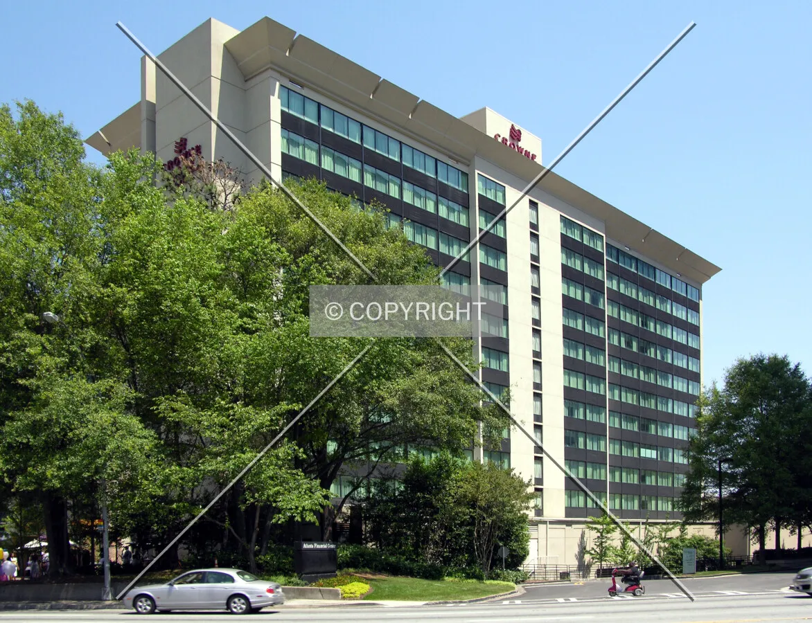 From the west across Peachtree Road