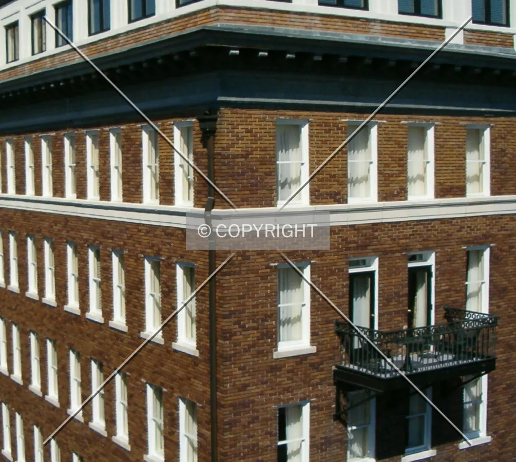 View from neighboring building looking west