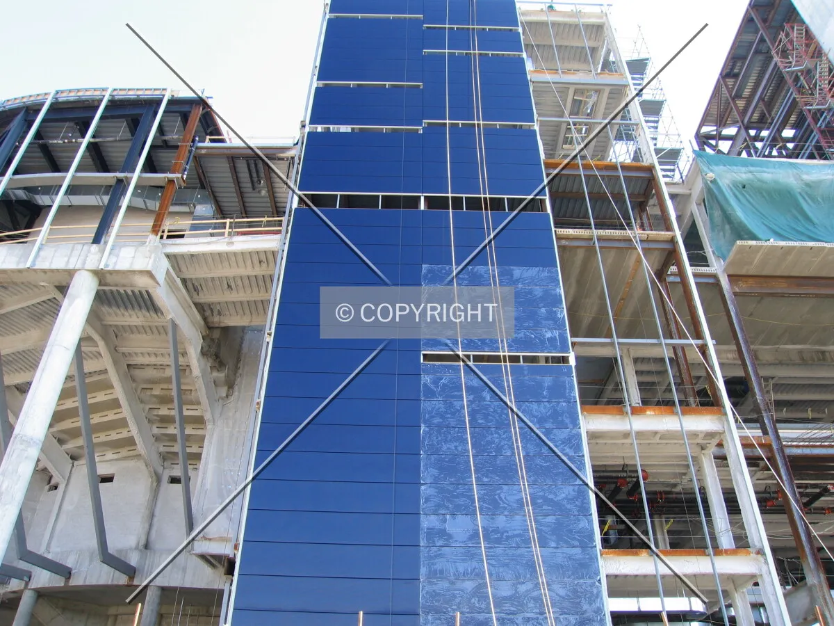 The first blue panels have been installed