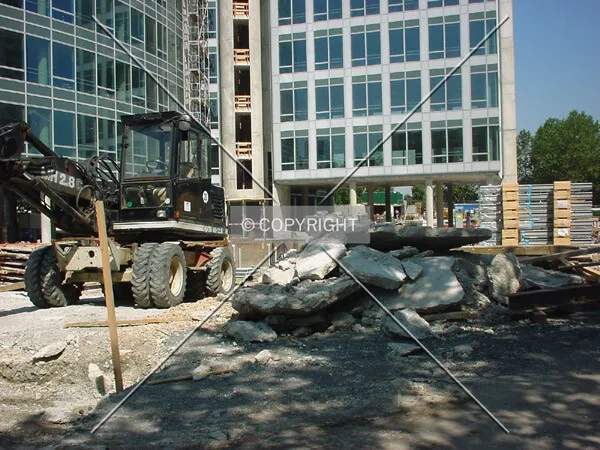 Construction material in front of the base