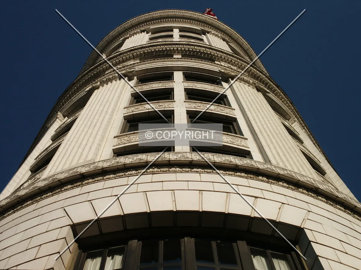 Looking up the front corner