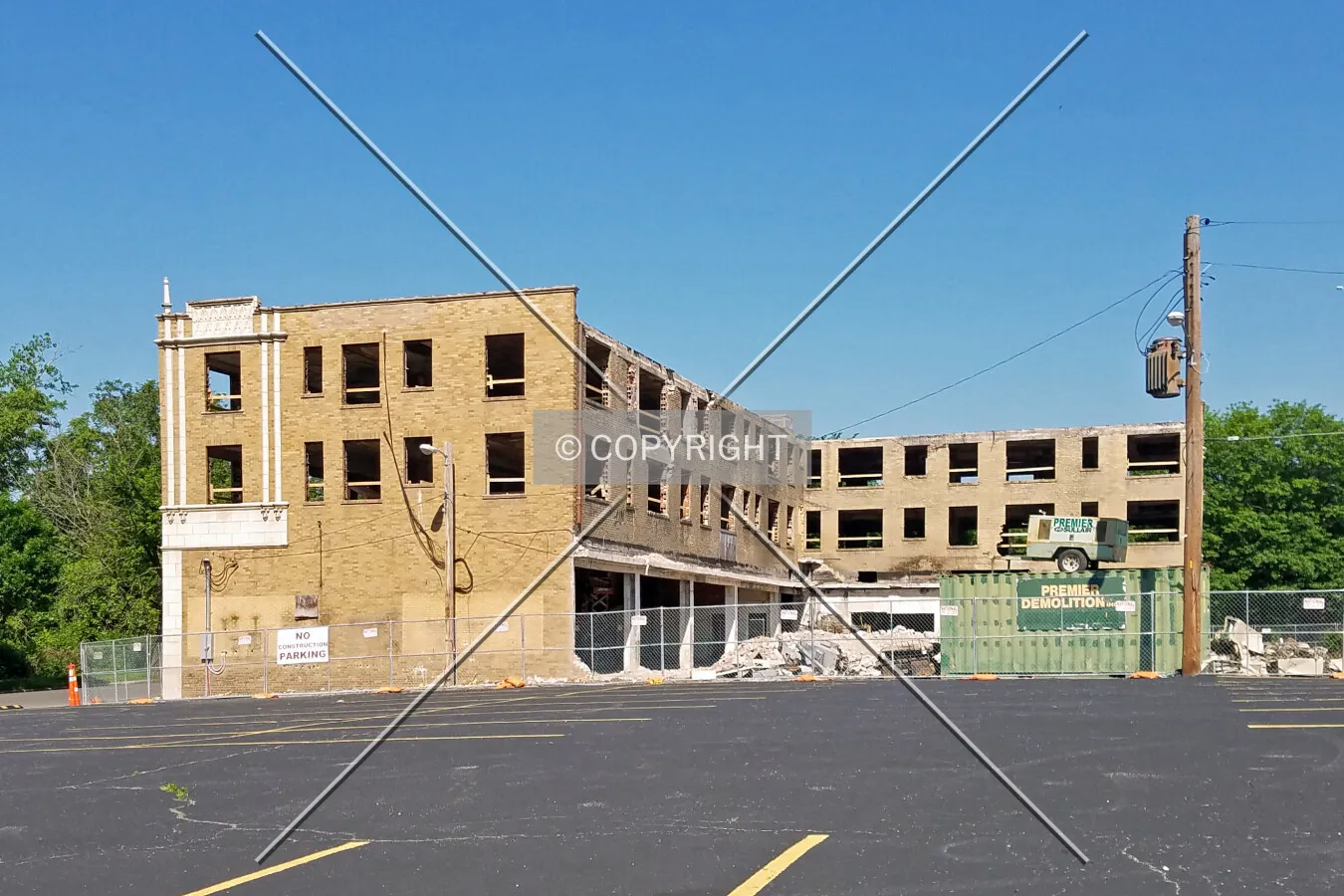 View from the northeast during renovation; May 13, 2017