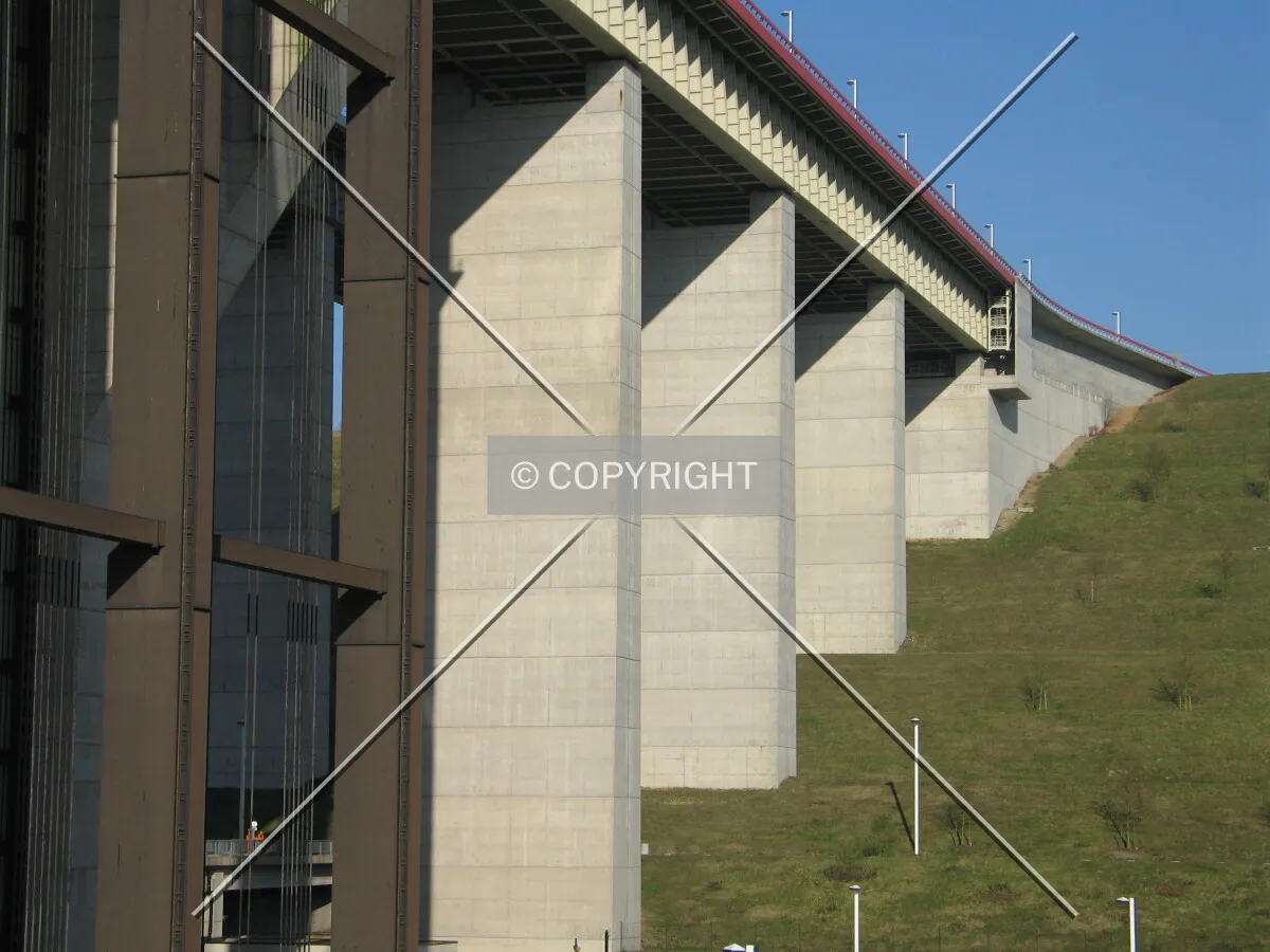 View from the southwest of the concrete canals