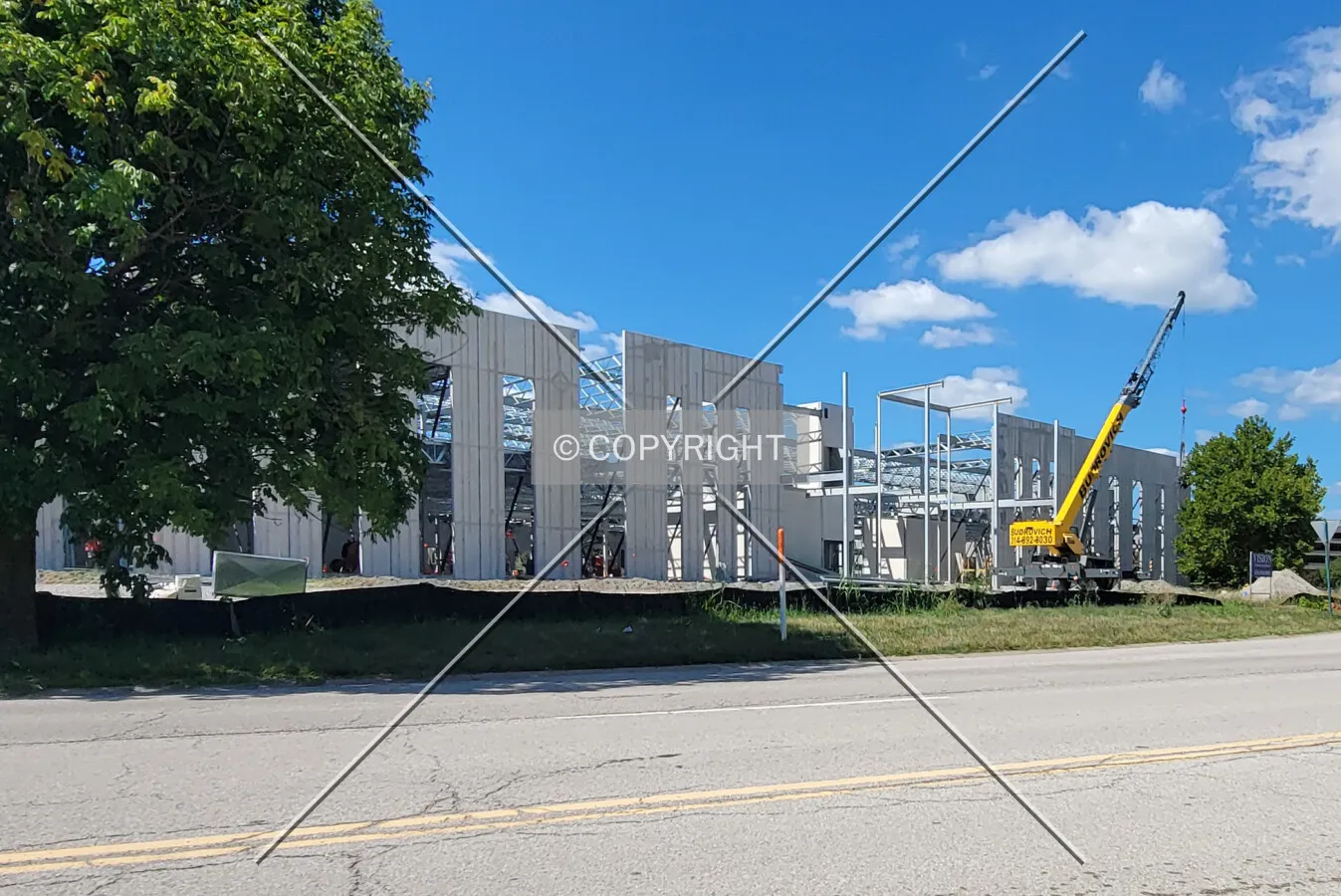 From the east during construction
