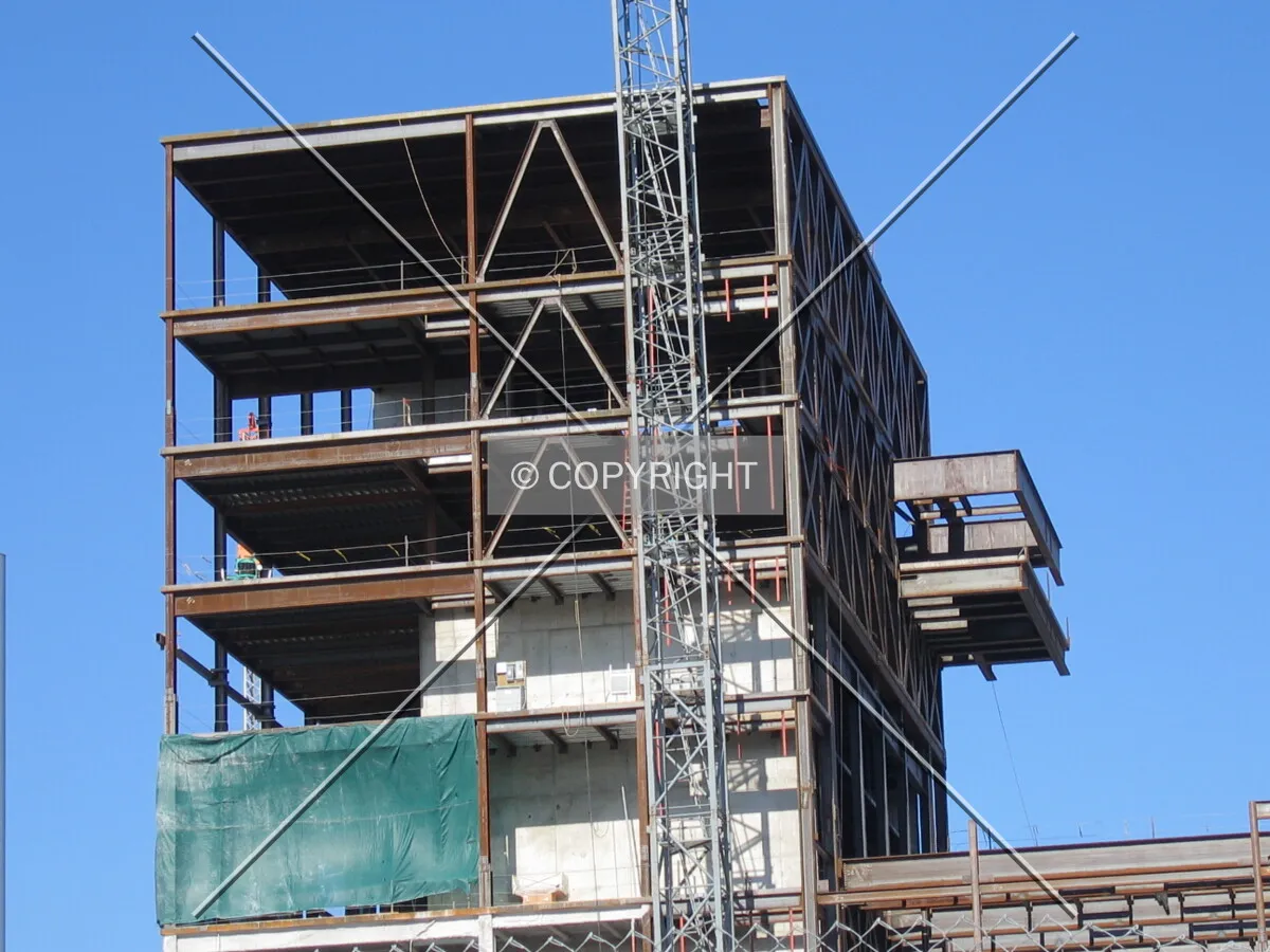 Tower framework with cantilever in place