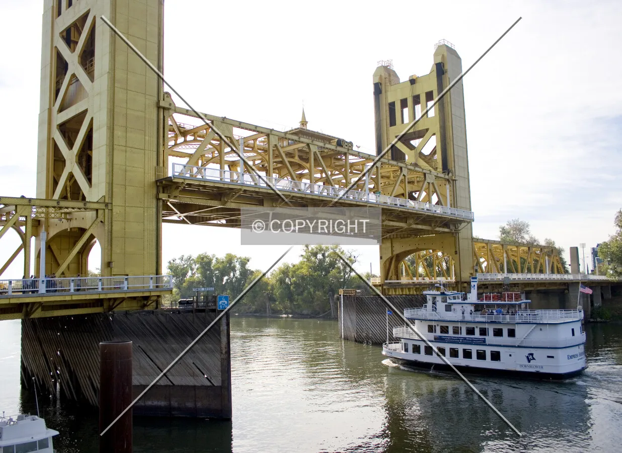 Northeast view with the bridge opened for a boat