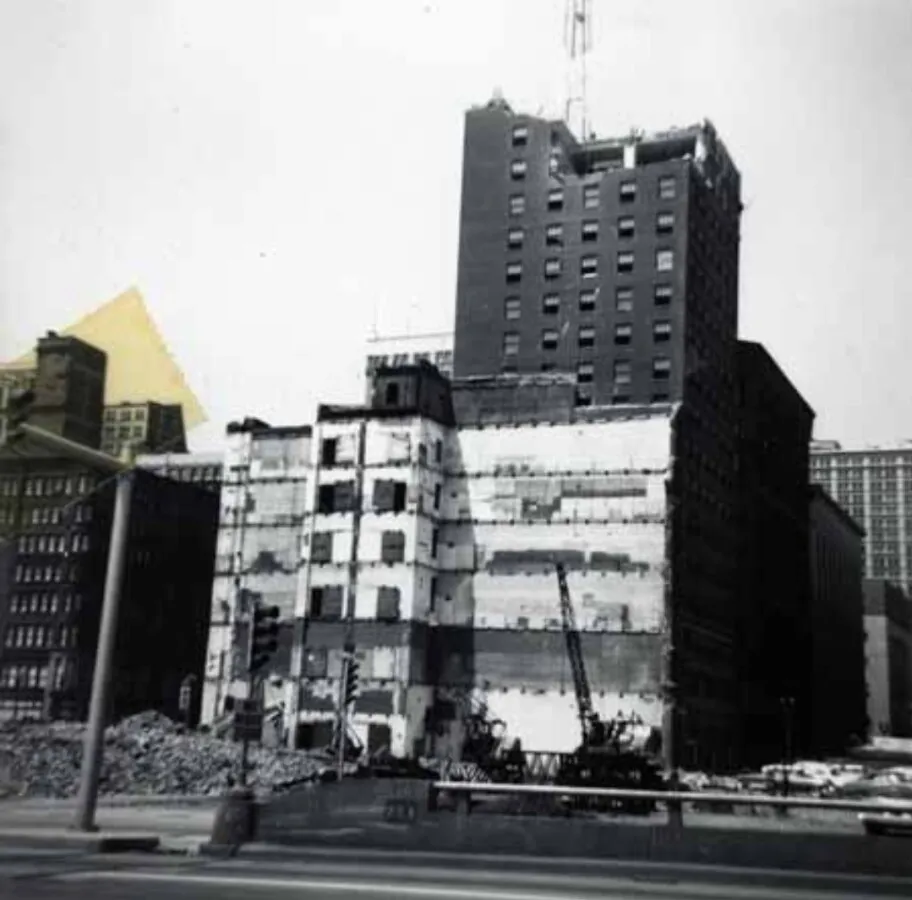 View during demolition; 1963