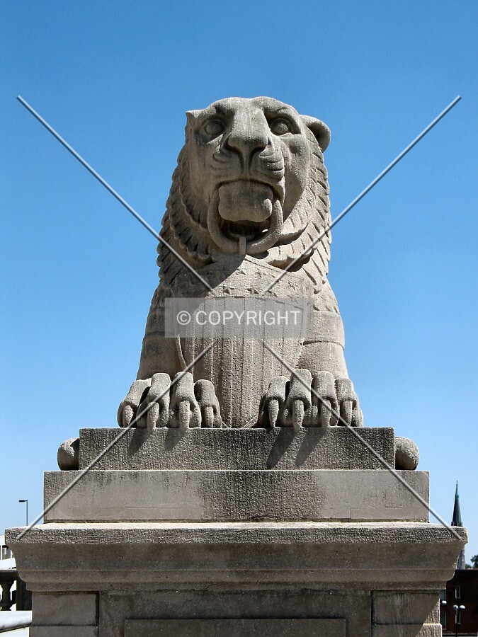 One of the lions guarding the south porch