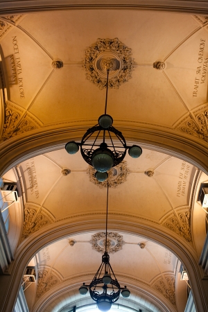 Looking up at the main hall