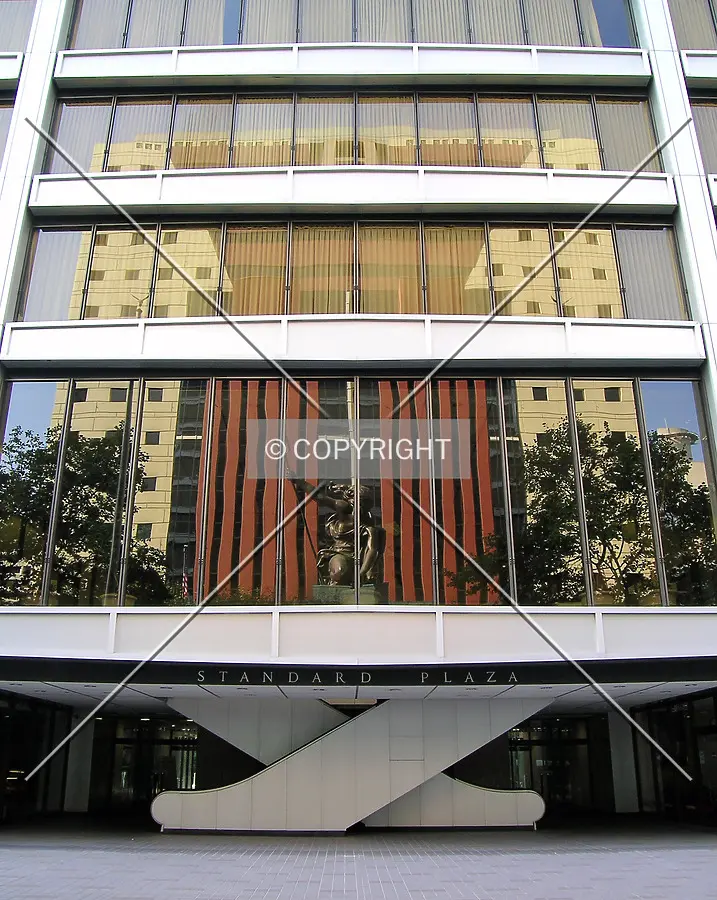 Looking at the mirror image of the north facade