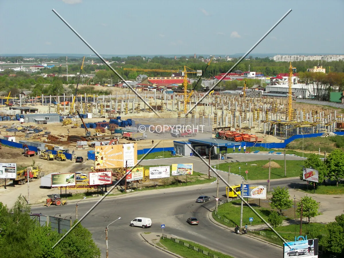 Elevated view of the construction site