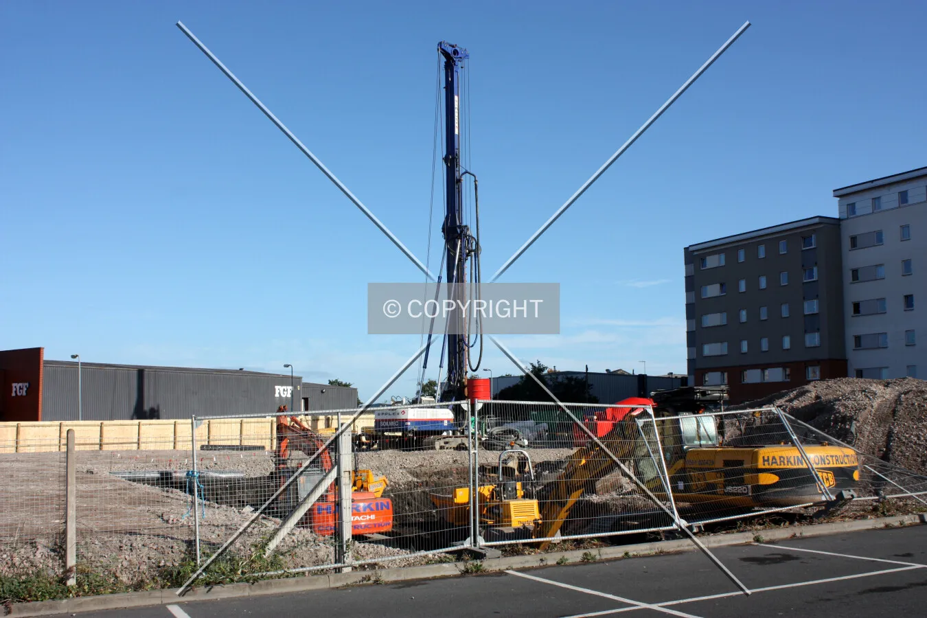 Pile driver on site