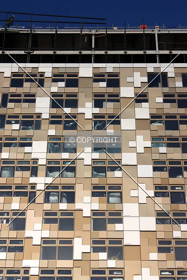 Looking up at the facade detail