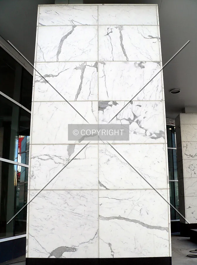 View of a marble clad exterior column