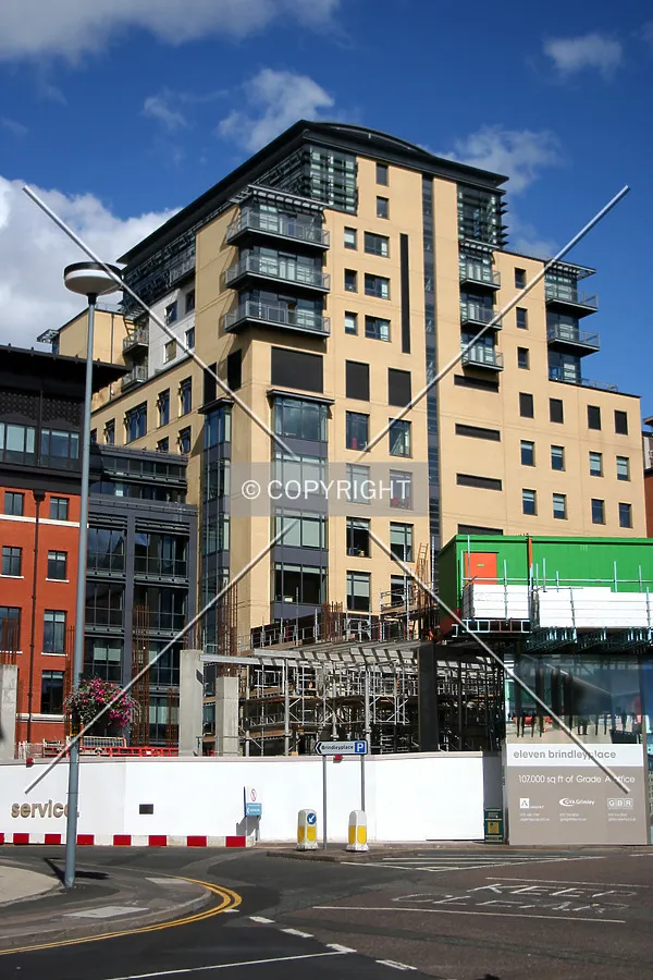 Looking east at the construction progress