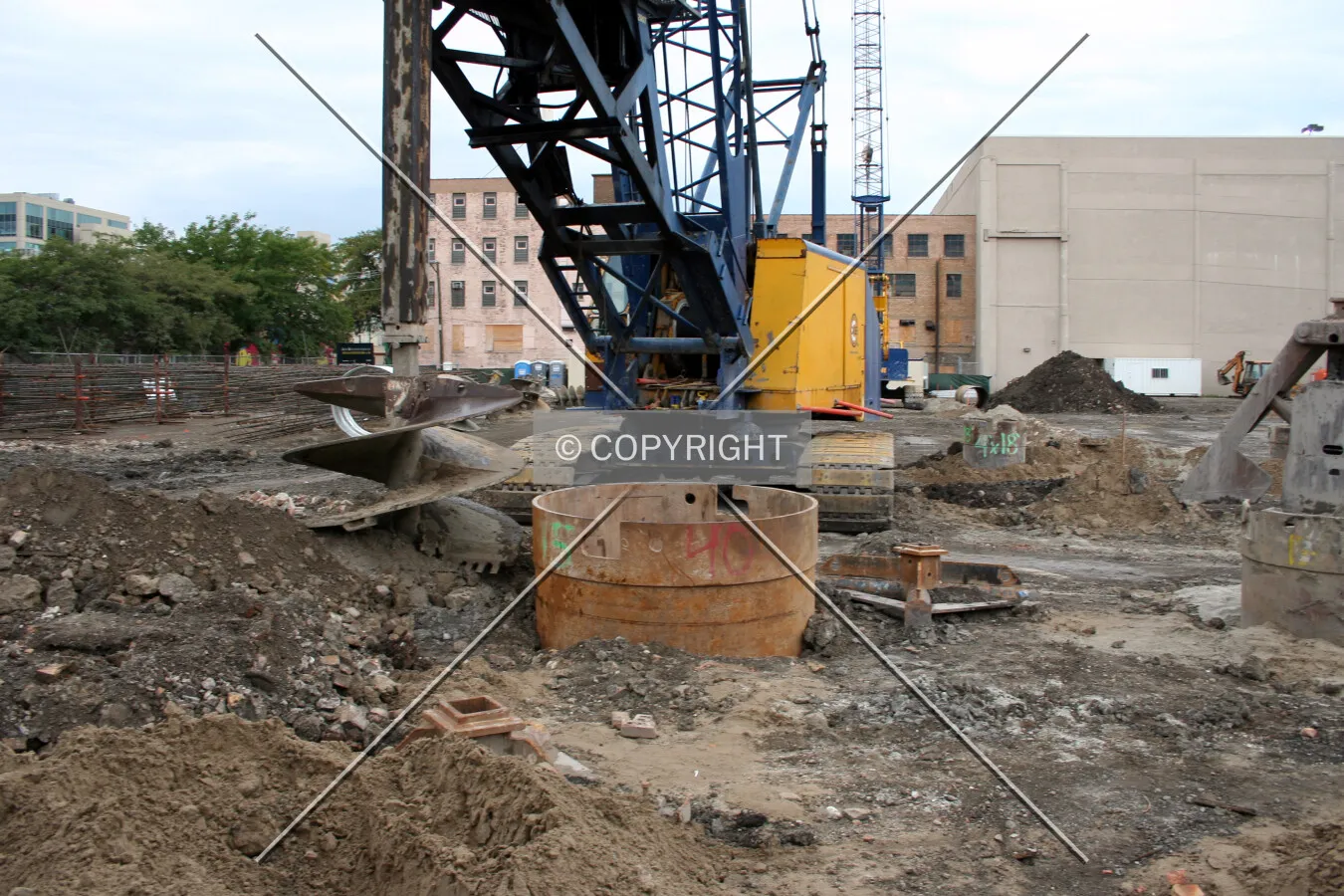 Caisson top and crane seen from Blackhawk Street