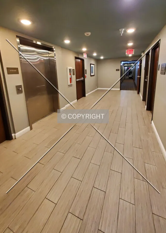 Third floor elevator lobby; August 15, 2020