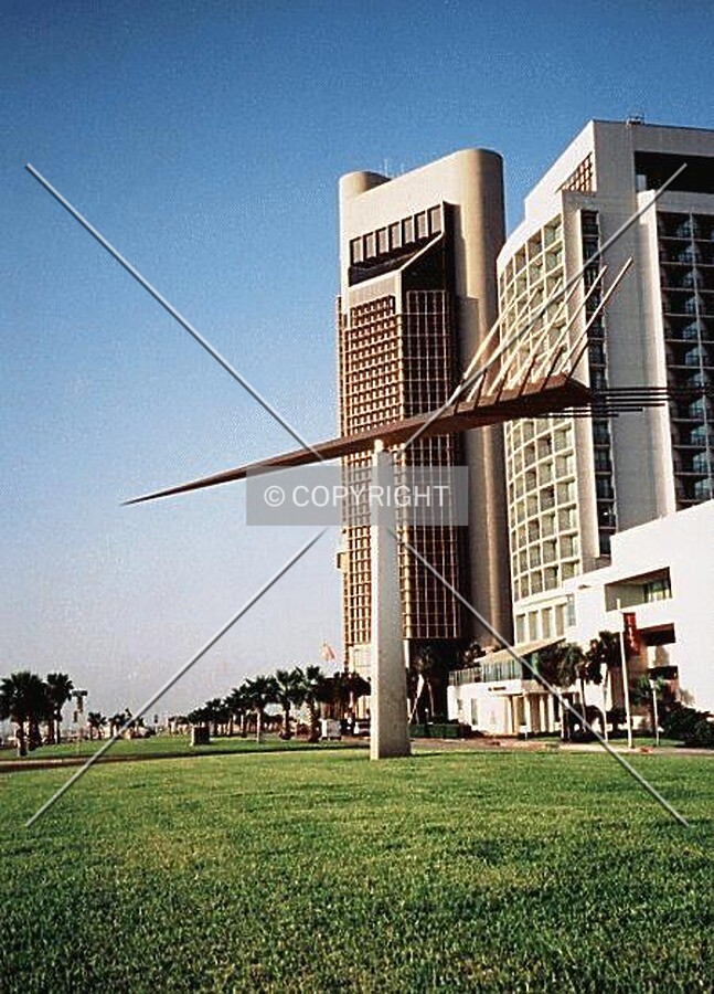 With some art work in downtown along Shoreline Boulevard - view from the north