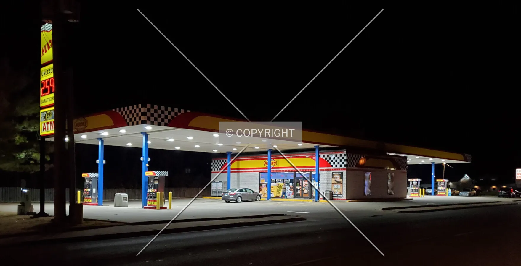 Southwest view at night; November 22, 2019
