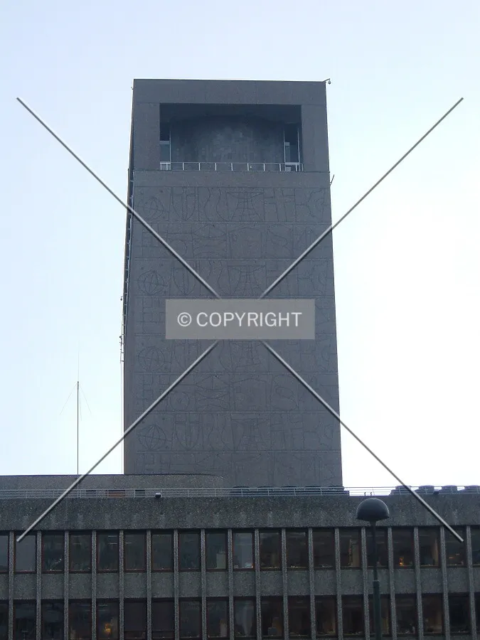 Looking up the north facade
