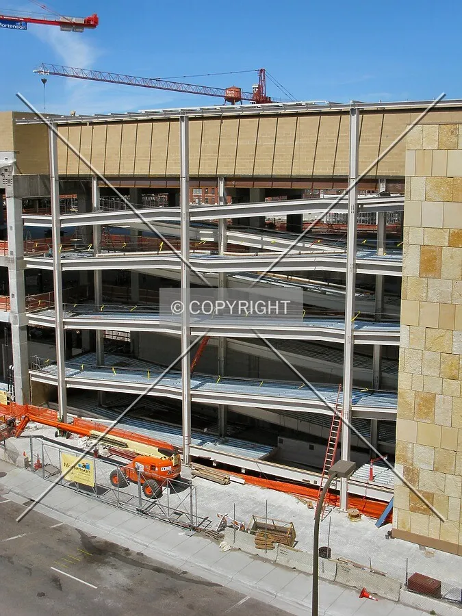 View to the north across 7th Street North, from Garage A
