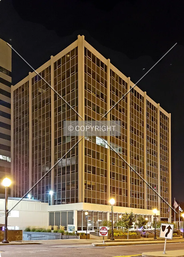 View from the northwest at night; August 18, 2018
