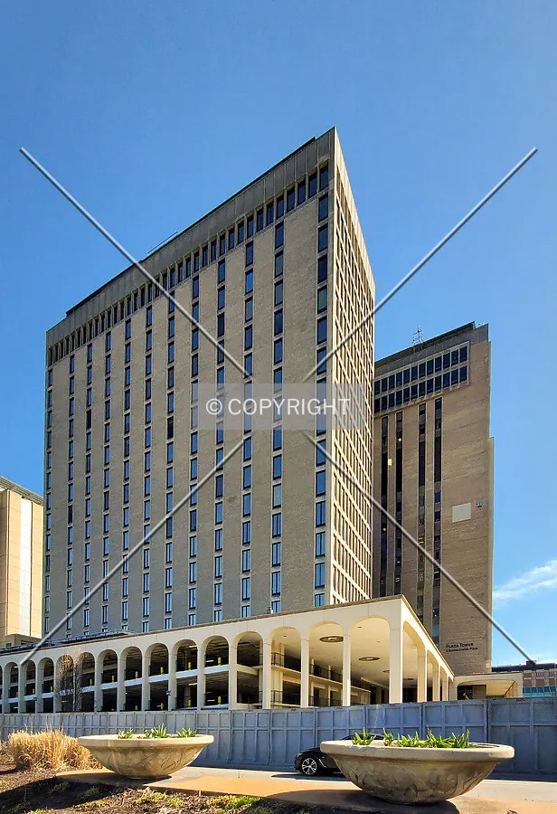 Southeast view after barricades went up for demolition; March 5, 2020